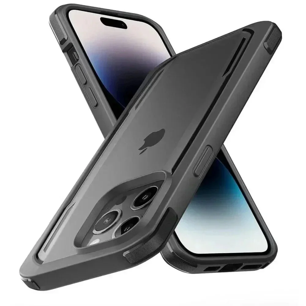 RAPTIC Secure Case for iPhone 14 Pro Max 6.7” Charcoal With Clear‎ Frosted Back
